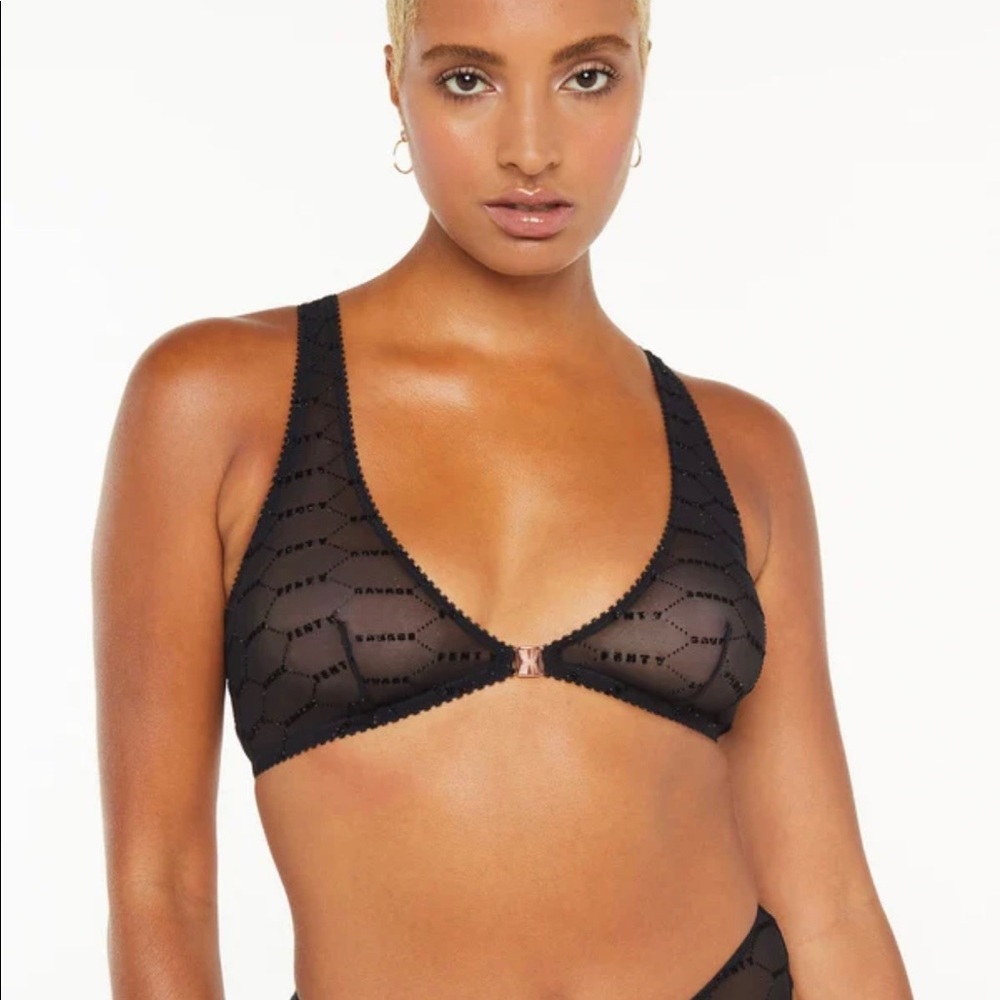 Savage X Fenty Shimmer Flocked Logo Bralette